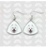 Samojede, Samoyed, Samojedenhund, Samojedenspitz - Ohrringe mit einem Bild und dem Schriftzug "Geometrischer Hund" von Art-Dog