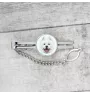 Samoyed, Bjelkier, Samoiedskaya Sobaka - geometric tie clip with a picture and inscription from Art-Dog