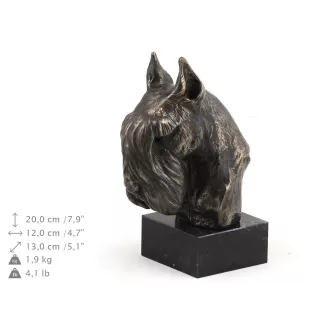Schnauzer I - Hundestatue, Büste auf Steinsockel, Skulptur, Trophäe für Hundeausstellung der Marke Art-Dog