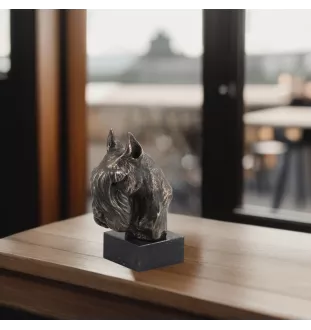 Schnauzer I - Hundestatue, Büste auf Steinsockel, Skulptur, Trophäe für Hundeausstellung der Marke Art-Dog