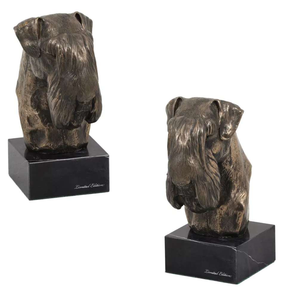 Schnauzer II - Statue de chien, buste sur socle en pierre, sculpture, trophée pour exposition canine par la marque Art-Dog