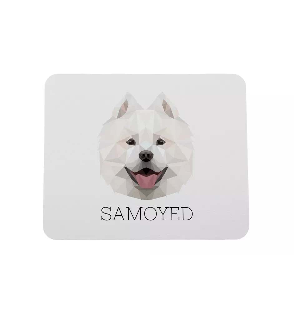Samoyède - tapis de souris géométrique avec photo et inscription Art-Dog