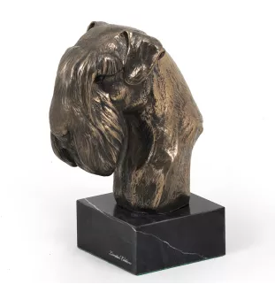 Schnauzer II - Statue de chien, buste sur socle en pierre, sculpture, trophée pour exposition canine par la marque Art-Dog