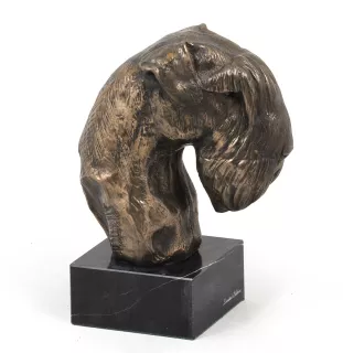 Schnauzer II - Statue de chien, buste sur socle en pierre, sculpture, trophée pour exposition canine par la marque Art-Dog