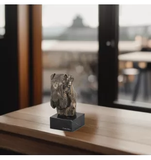 Schnauzer II - Statue de chien, buste sur socle en pierre, sculpture, trophée pour exposition canine par la marque Art-Dog