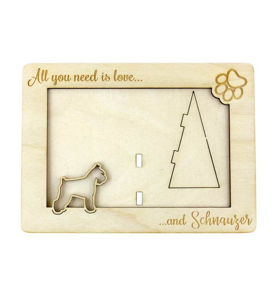 Schnauzer I - Fotorahmen, gravierter Holzrahmen, ein schönes Gadget für den Hundeliebhaber von Art-Dog