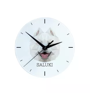Samoyed, Bjelkier, Samoiedskaya Sobaka - geometric wall clock with a picture and the brand name Art-Dog