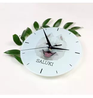 Samoyède - horloge murale géométrique avec photo et logo de la marque Art-Dog