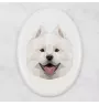 Samoyède - une plaque avec une photo et un motif géométrique de la marque Art-Dog