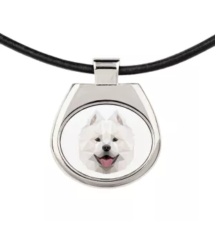 Samoyède - collier avec une photo et un motif géométrique de la marque Art-Dog