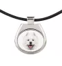 Samojede, Samoyed, Samojedenhund, Samojedenspitz - Halskette mit einem Foto und einem geometrischen Schriftzug der Marke Art-Dog