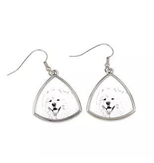 Samoyède - boucles d'oreilles avec chien, boucles d'oreilles pendantes avec photo, bijoux personnalisés avec impression de la marque Art-Dog