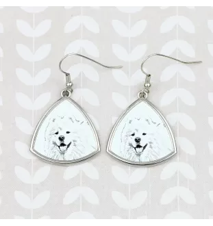 Samoyède - boucles d'oreilles avec chien, boucles d'oreilles pendantes avec photo, bijoux personnalisés avec impression de la marque Art-Dog