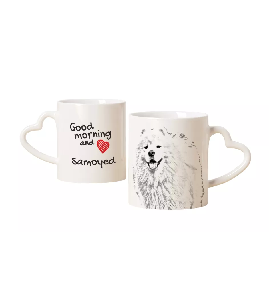 Samoyed, Bjelkier, Samoiedskaya Sobaka - cup with a dog, adorable cup with a heart-shaped handle, universal gift from the Art-Dog brand