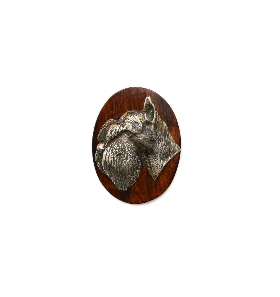 Sznaucer, Schnauzer I broszka clipring drewniany Art-Dog