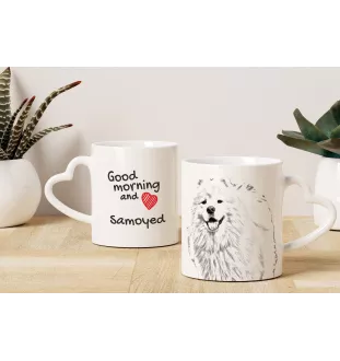 Samoyed, Bjelkier, Samoiedskaya Sobaka - cup with a dog, adorable cup with a heart-shaped handle, universal gift from the Art-Dog brand