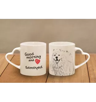 Samojede, Samoyed, Samojedenhund, Samojedenspitz - Tasse mit Hund, entzückende Tasse mit herzförmigem Henkel, universelles Geschenk der Marke Art-Dog