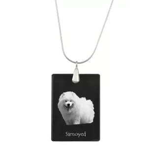 Samoyed, Bjelkier, Samoiedskaya Sobaka - Crystal pendant with dog, silver necklace with photo, personalised pendant by Art-Dog brand