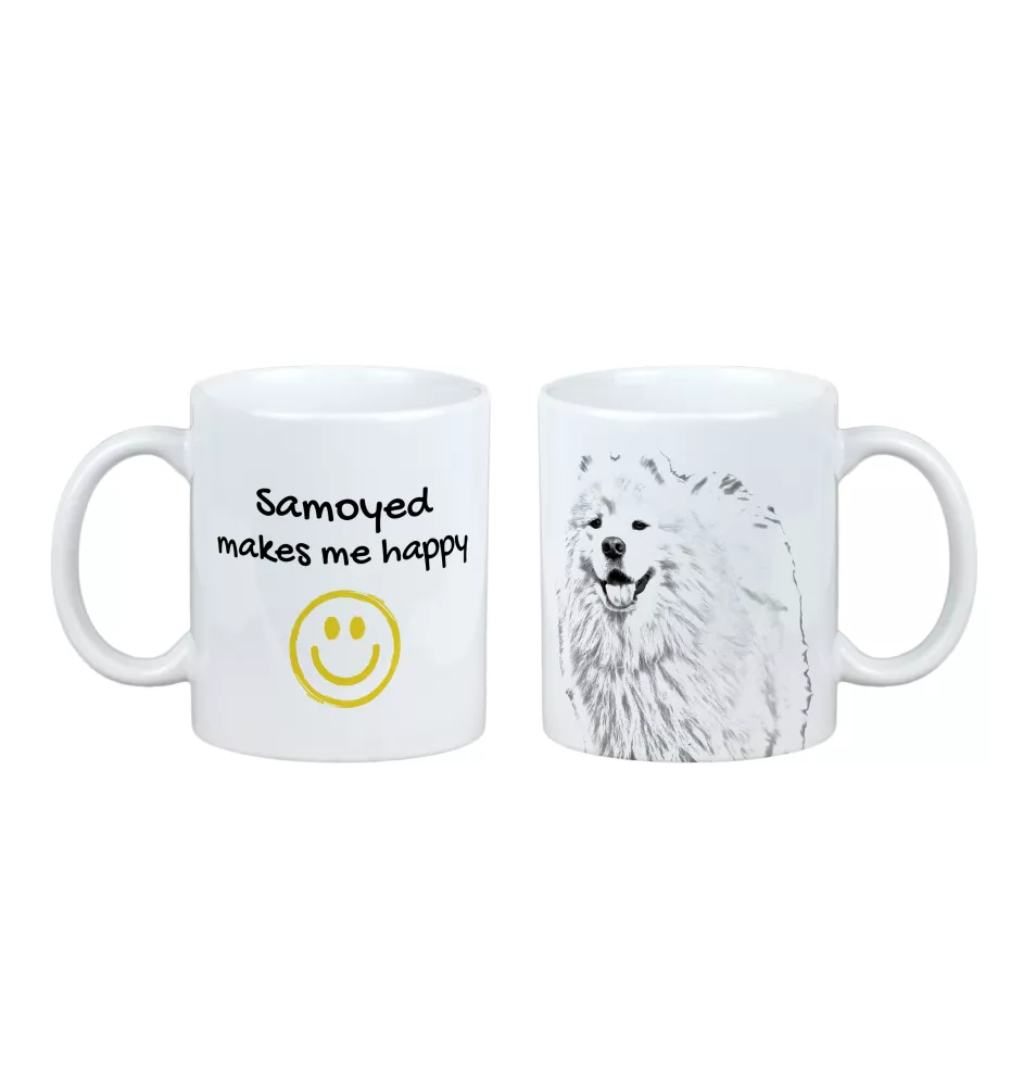 Samoyed, Bjelkier, Samoiedskaya Sobaka - cup with a dog, cheerful cup for a dog lover, personalized gift from the Art-Dog brand