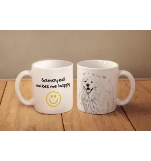 Samoyed, Bjelkier, Samoiedskaya Sobaka - cup with a dog, cheerful cup for a dog lover, personalized gift from the Art-Dog brand