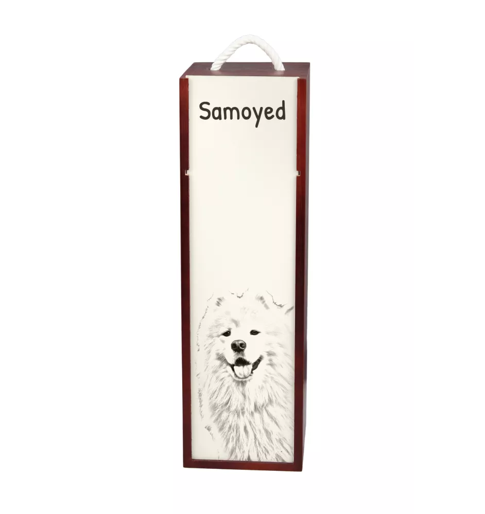 Samojede, Samoyed, Samojedenhund, Samojedenspitz - Weinbox mit Hund, Alkoholbox mit Grafik, personalisierte Geschenkbox der Marke Art-Dog