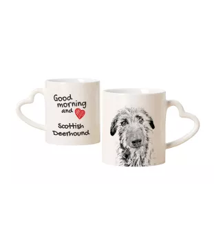 Schottischer Hirschhund - Tasse mit Hund, entzückende Tasse mit herzförmigem Henkel, universelles Geschenk der Marke Art-Dog