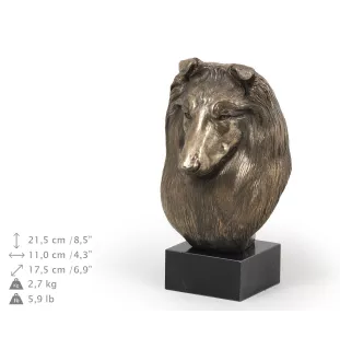 Schottischer Schäferhund - Hundestatue, Büste auf Steinsockel, Skulptur, Trophäe für Hundeausstellung der Marke Art-Dog