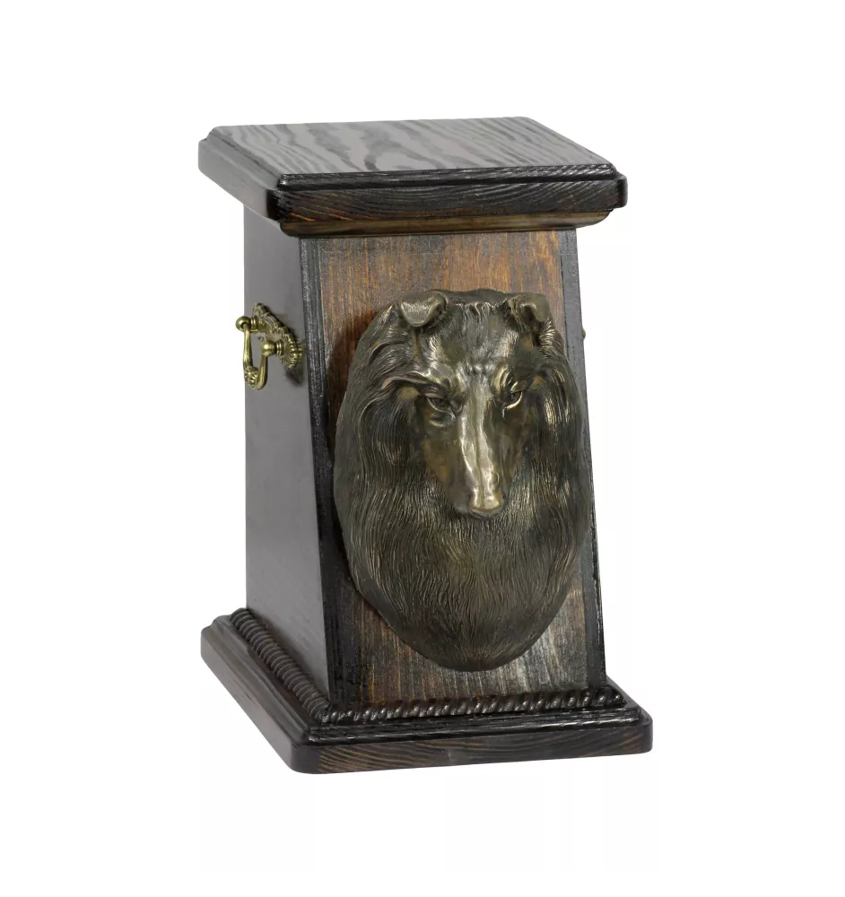 Scottish Sheepdog - urn for dog ashes, elegant urn with a statue, commemorative urn with a bust of a dog by Art-Dog brand