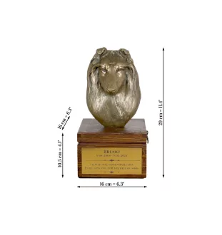 Schottischer Schäferhund - Eine Ascheurne für Hunde mit einer Statuette, eine kleine Urne für Hunde, eine personalisierte Urne mit dem Porträt eines Hundes von der Marke Art-Dog.