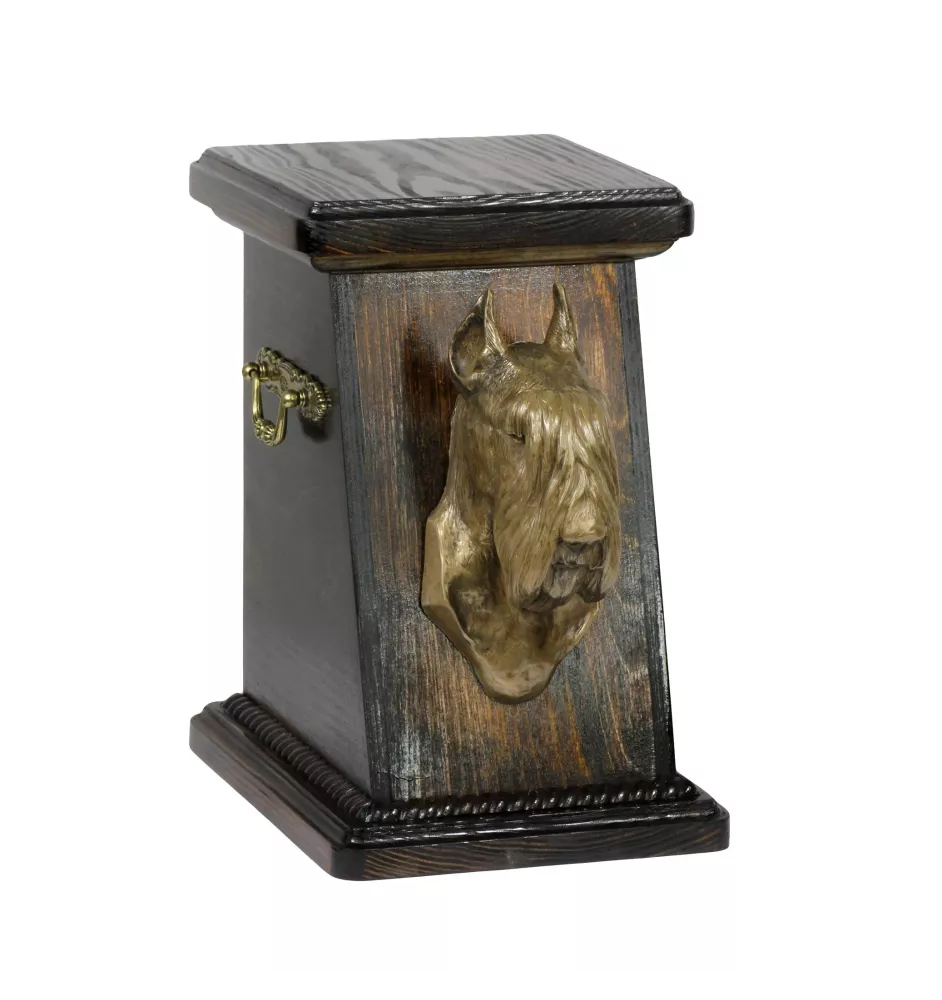 Schnauzer I - urn for dog ashes, elegant urn with a statue, commemorative urn with a bust of a dog by Art-Dog brand