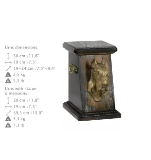 Schnauzer I eine Ascheurne für Hunde, eine elegante Urne mit einer Statue, eine Gedenkurne mit dem Porträt eines Hundes von der Marke Art-Dog