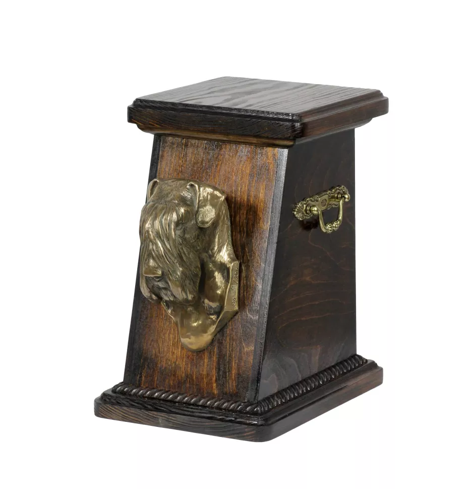 Schnauzer II eine Ascheurne für Hunde, eine elegante Urne mit einer Statue, eine Gedenkurne mit dem Porträt eines Hundes von der Marke Art-Dog