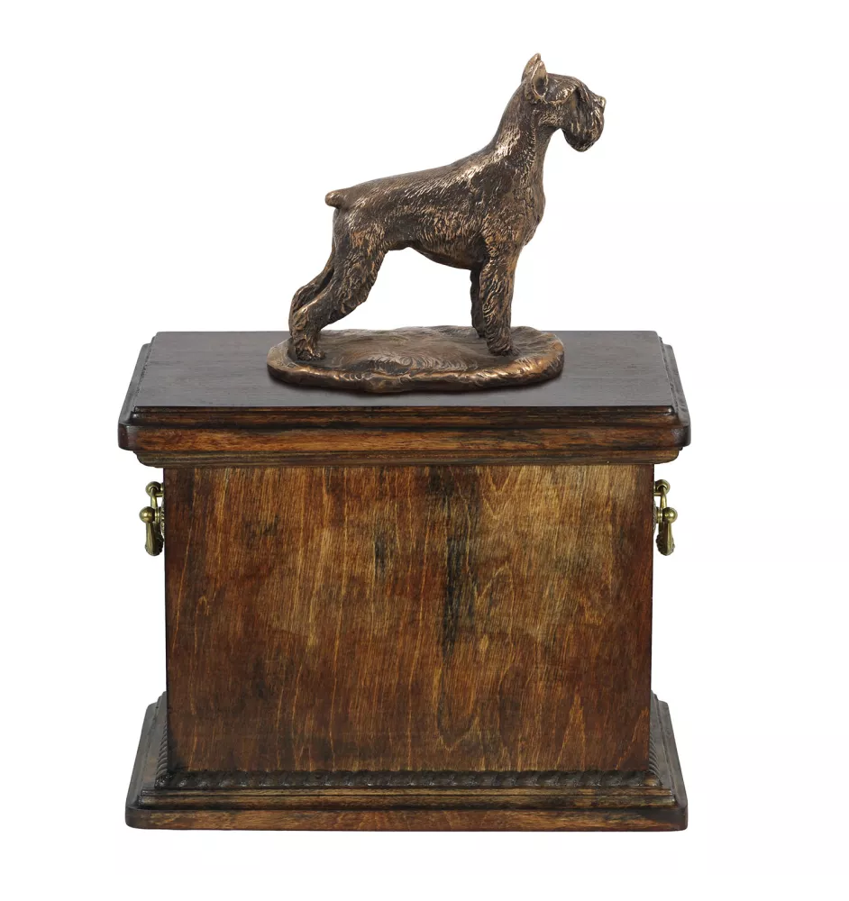 Schnauzer - une urne pour les cendres d'un chien, une urne avec une statuette, une urne élégante de style classique de la marque Art-Dog