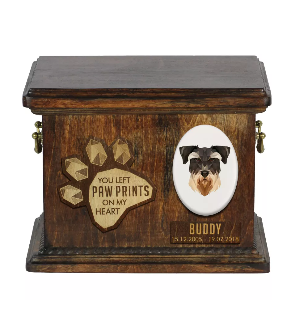 Schnauzer Personalisierte Hundeurne mit Gravur, Erinnerungsbox für Hundeknochen von der Marke Art-Dog