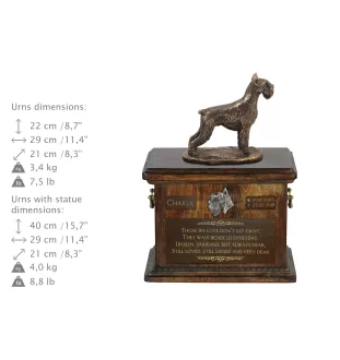 Schnauzer I - Eine Urne für die Asche eines Hundes, eine Urne mit einer Statue, eine personalisierte Hundeurne von der Marke Art-Dog.
