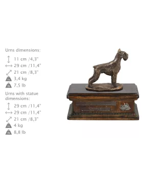 Schnauzer II urne in Hundeasche, personalisierte Urne mit Statue, Holzurne mit Hund von Art-Dog