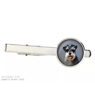 Sznaucer, Schnauzer spinka do krawata w pudełku ze zdjęciem Art-Dog
