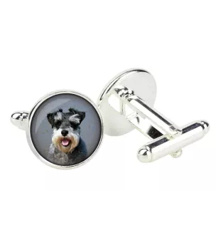 Sznaucer, Schnauzer spinka do mankietów w pudełku ze zdjęciem Art-Dog