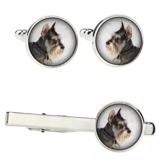 Schnauzer I Ärmelknöpfe und Krawatte mit Ihrem Foto, Anzugaccessoire, Herrenschmuck der Marke Art-Dog