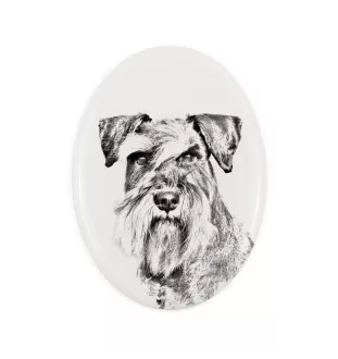 Schnauzer - commemorative plaque with a photo of a dog, tombstone with a print, personalized oval plaque from the Art-Dog brand