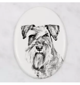 Schnauzer - commemorative plaque with a photo of a dog, tombstone with a print, personalized oval plaque from the Art-Dog brand
