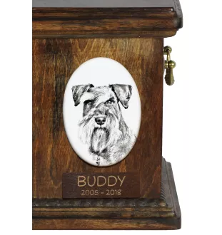 Schnauzer - commemorative plaque with a photo of a dog, tombstone with a print, personalized oval plaque from the Art-Dog brand