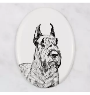 Schnauzer I - une plaque commémorative avec une photo de chien, une plaque funéraire avec une impression, une plaque ovale personnalisée de la marque Art-Dog