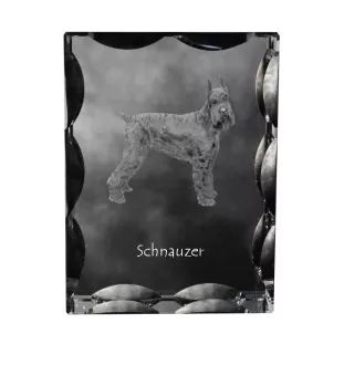 Schnauzer I - Kristall mit einem Hundebild, Glasstatuette mit einem Bild, einzigartiger Bilderrahmen der Marke Art-Dog