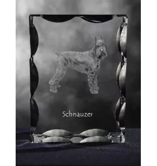 Schnauzer I - Kristall mit einem Hundebild, Glasstatuette mit einem Bild, einzigartiger Bilderrahmen der Marke Art-Dog