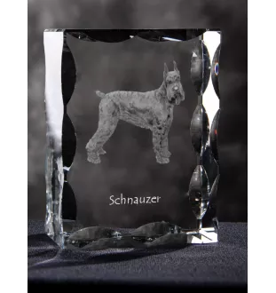Schnauzer I - Kristall mit einem Hundebild, Glasstatuette mit einem Bild, einzigartiger Bilderrahmen der Marke Art-Dog