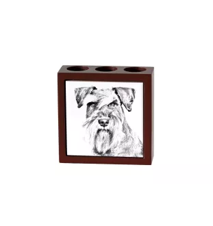 Schnauzer - Stifthalter mit Hund, Schreibtischorganizer mit Aufdruck, personalisierte Schreibtischdekoration der Marke Art-Dog