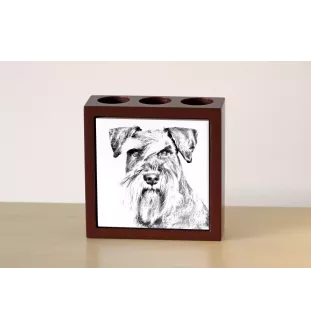 Schnauzer - pen holder with a dog, desk organizer with a print, personalized desk decoration from the Art-Dog brand.