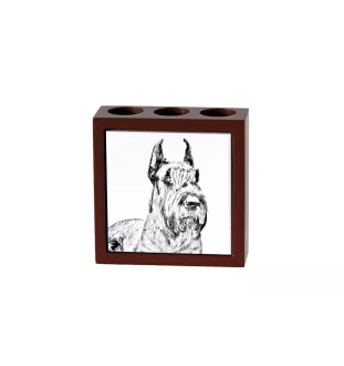Schnauzer I - pen holder with a dog, desk organizer with a print, personalized desk decoration from the Art-Dog brand.