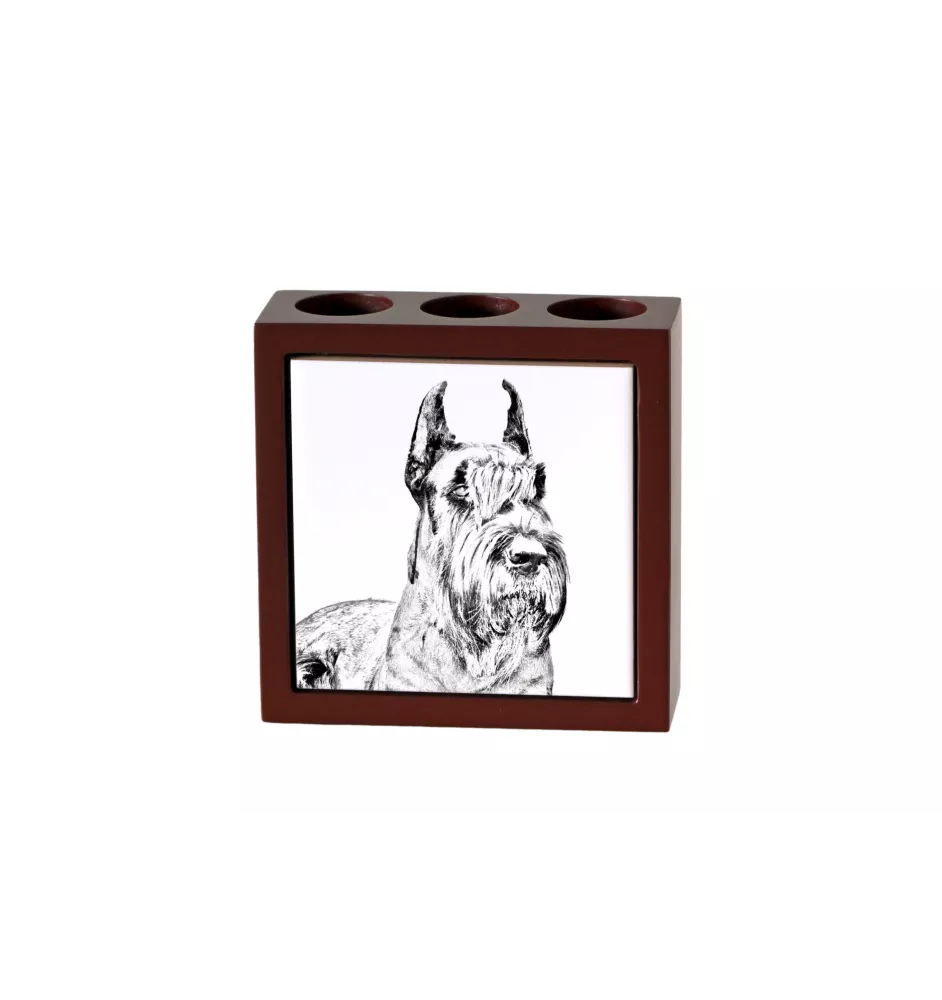 Schnauzer I - pen holder with a dog, desk organizer with a print, personalized desk decoration from the Art-Dog brand.